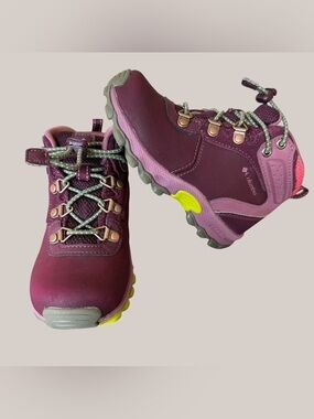 Columbia Youth Girls Size 10 Waterproof Hiking Boots Plum Trail Outdoor Shoes